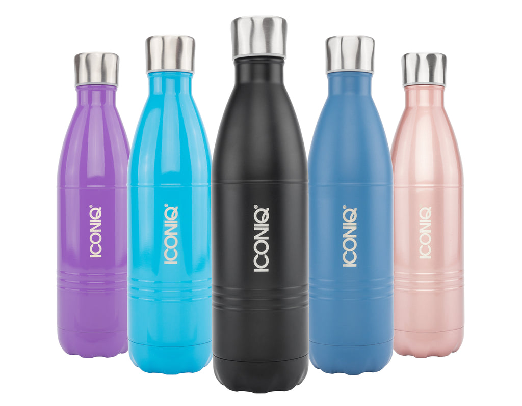 ICONIQ 25OZ SUPER-GRIP BLACK WATER BOTTLE - STAINLESS STEEL VACUUM INSULATED